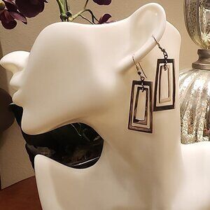.925 Sterling Silver Art Deco Rectangular Earring